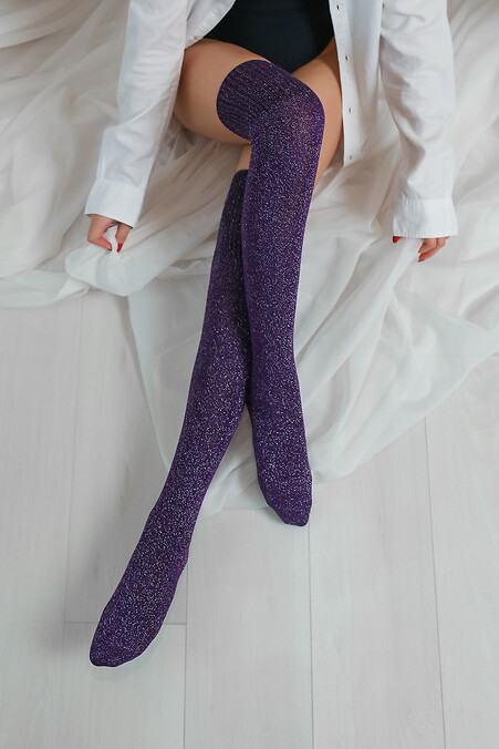 Фиолетовые чулки с люрексом - #2040151