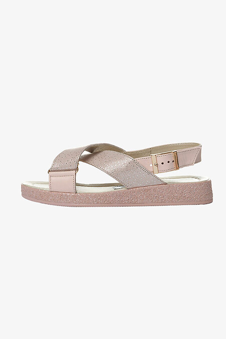 Skórzane sandały w kolorze pudrowym. Sandały. Kolor: różowy. #4205154