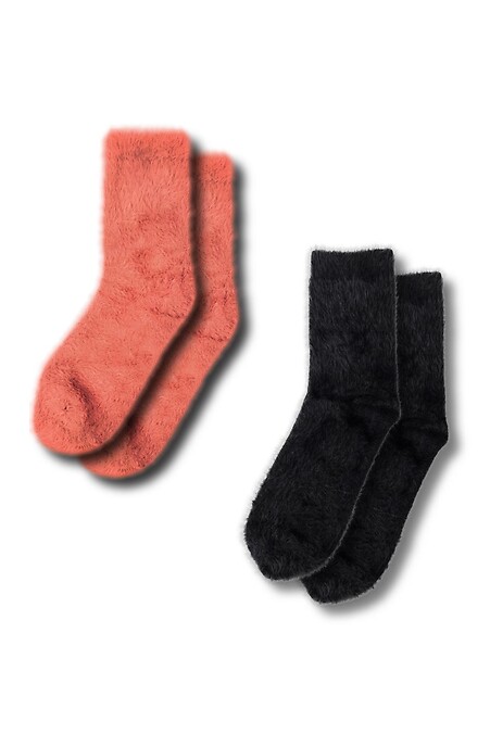 Набор теплых носков Art fur (2 пары). Гольфы, носки. Цвет: черный, розовый, multi-color. #8041154
