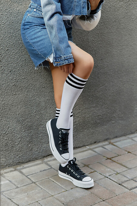 White knee socks with black stripes - #2040155