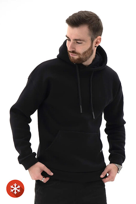 Warmer Herren-Kapuzenpullover in großen Größen Basic Big 3 Black - #8034155