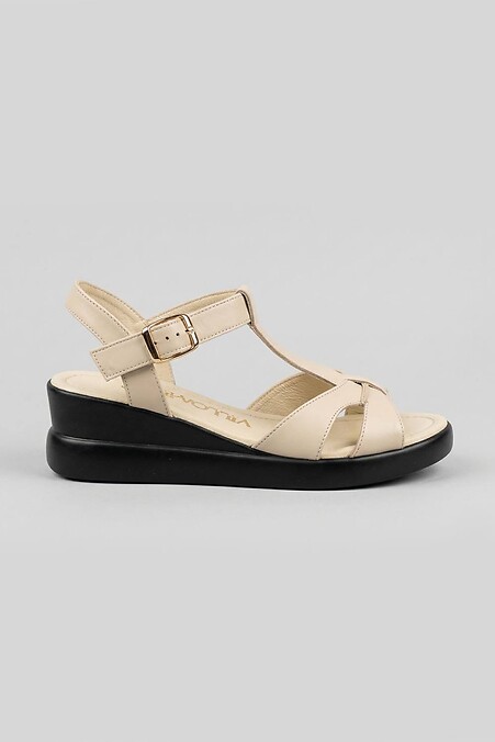 Beige Keilsandalen aus Echtleder - #4207156