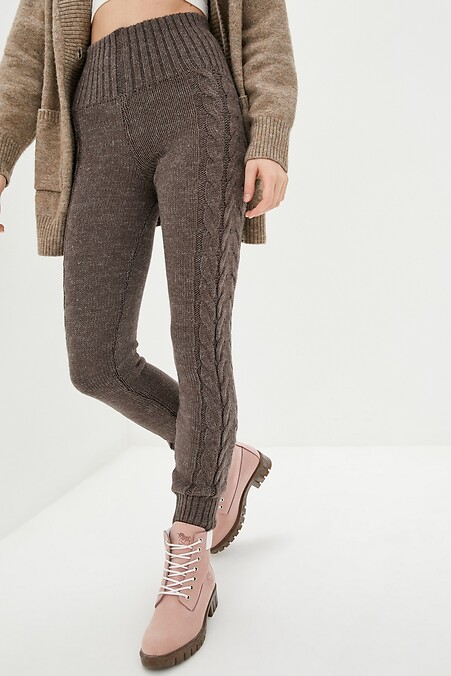 Zimowe legginsy damskie. Spodnie. Kolor: brązowy. #4038159