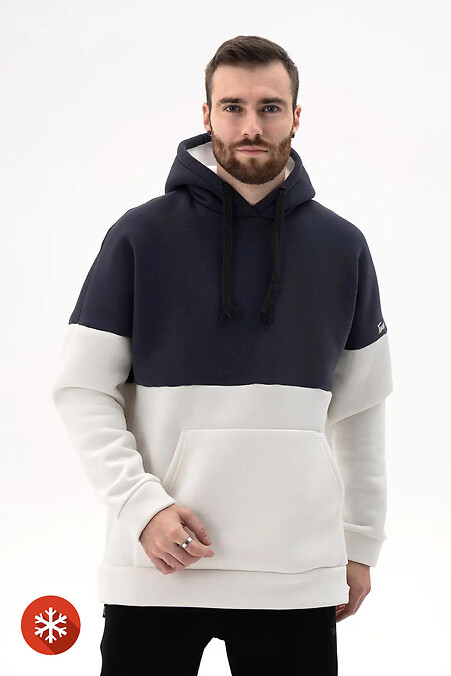 Warmer, übergroßer Herren-Kapuzenpullover InYan Milk mit Ascheblau - #8034159