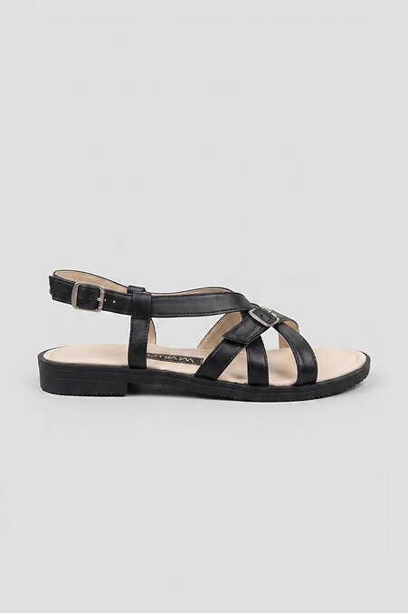 Black leather sandals low step - #4207161