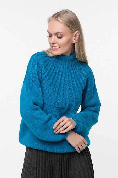 Zimowy sweter damski. Kurtki i swetry. Kolor: niebieski. #4038170