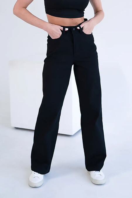 Gerade Damenhose COTON TWILL Schwarz - #8034181