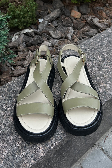 Damensandalen khaki schwarze Sohle - #4206193