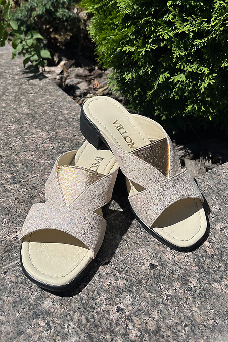 Women's Light Pink Leather Low Heel Slippers - #4206196