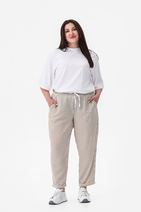 Gestreifte Hose Beige - #3044199