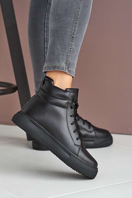 Women's sneakers leather winter black. sneakers. Color: black. #8019199