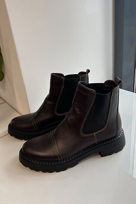 Dunkelbraune Chelsea-Stiefel für Damen zur Halbsaison - #4206204
