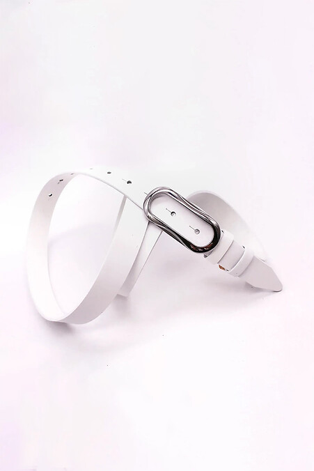 Women's belt made of genuine white leather - #3300207