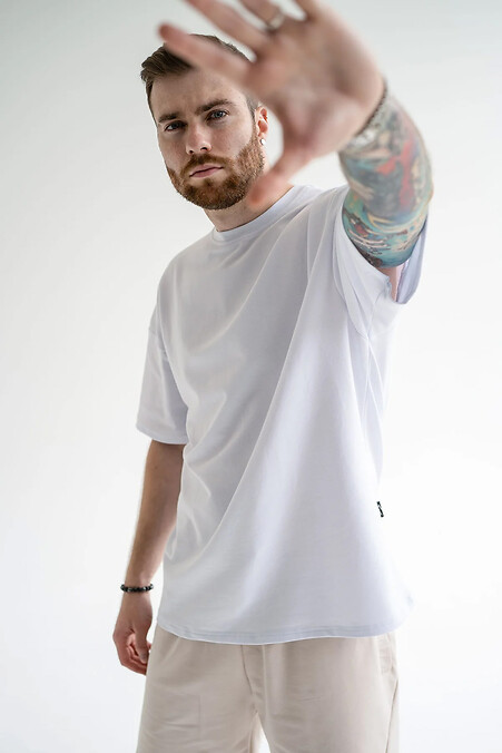 Herren T-Shirt Oversize Baumwolle weiß - #8034209