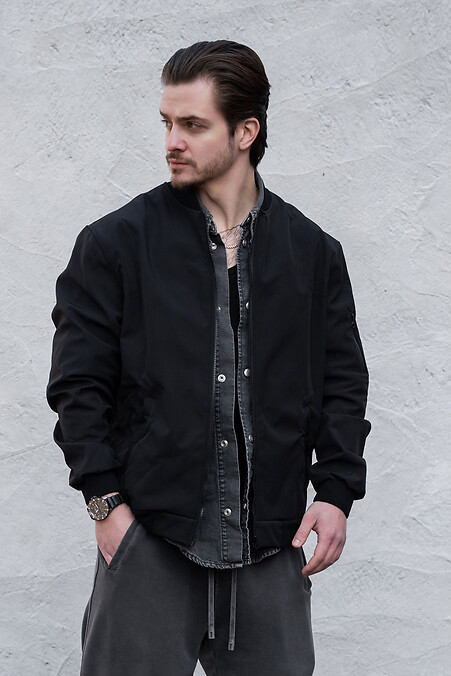 Schwarze Softshell-Bomberjacke für Herren, Windbreaker - #8056209