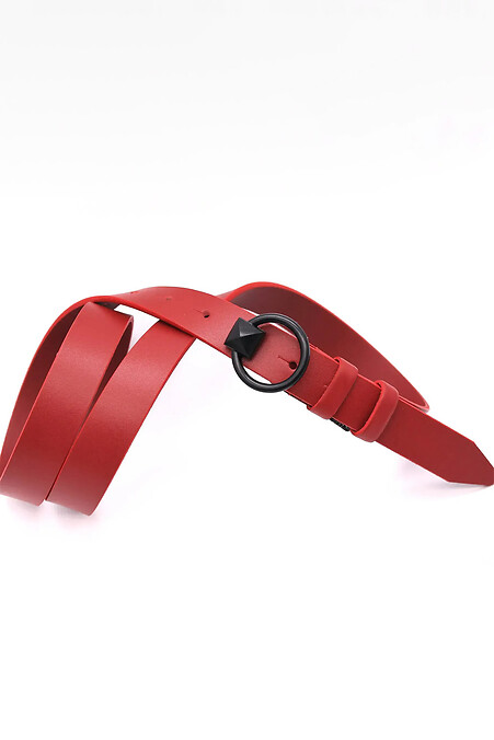Women's belt made of genuine red leather - #3300210