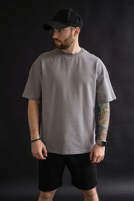 Men's T-shirt Oversize Cotton Gray - #8034210