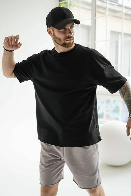 Herren T-Shirt Oversize Baumwolle Schwarz - #8034211