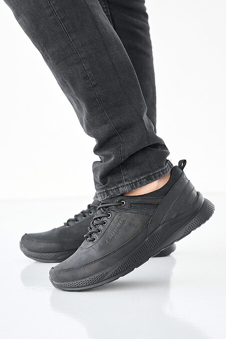 Herren-Ledersneaker Frühling-Herbst schwarz. Turnschuhe. Farbe: das schwarze. #2505212