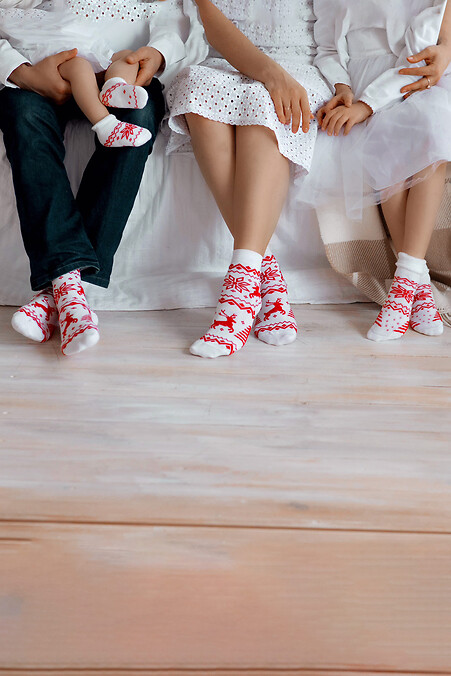 Family set of New Year's socks (3 pairs). Golfs, socks. Color: white. #2040220