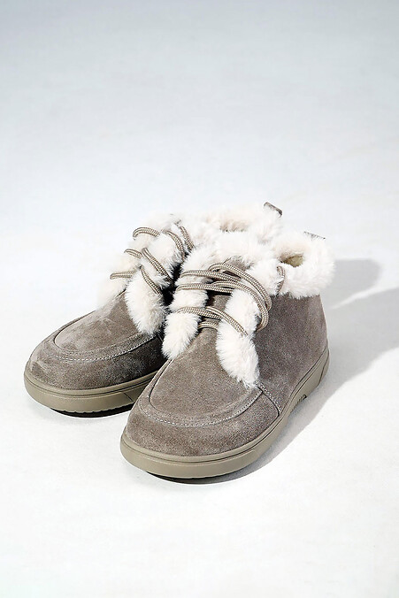 Isolierte Damenstiefel mit breiter Spitze, beige - #4206223
