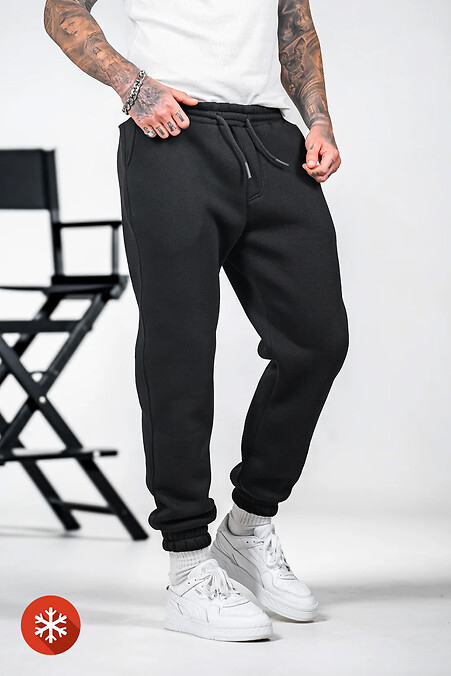Men's warm sports pants OVERSIZE 3 Black - #8034223