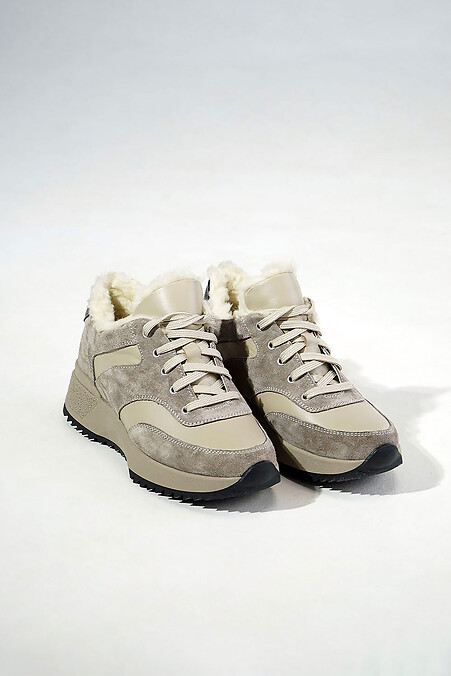 Damen-Wintersneaker in Leder-Wildleder-Kombination - #4206225