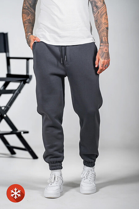 Men's warm sports pants OVERSIZE 3 Graphite - #8034225