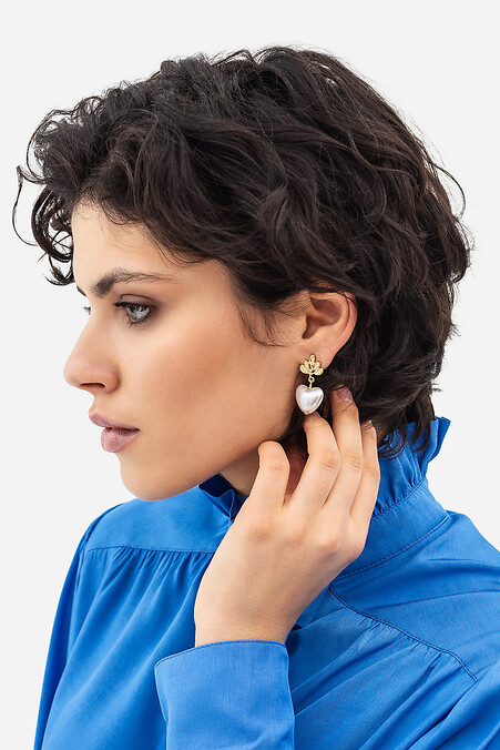 Damen-Perlen-Herzohrringe mit Blatt. schmuck. Farbe: weiß. #4515227