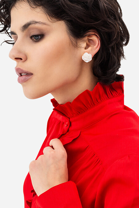 Women's rose-shaped pearl earrings - #4515228