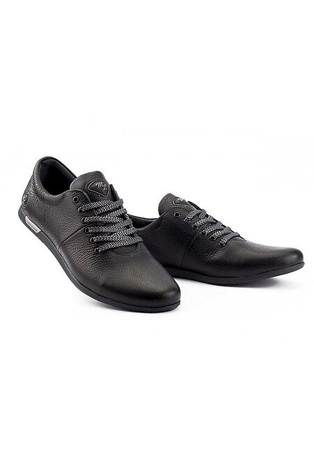 Men's leather sneakers spring-autumn black - #2505234