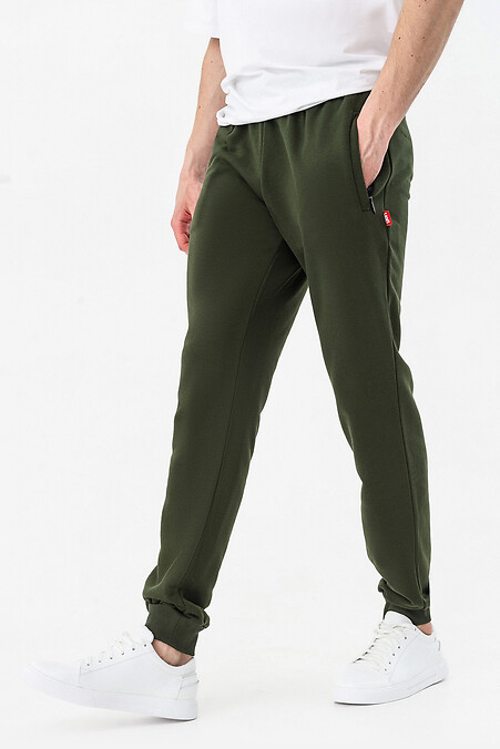 Męskie spodnie sportowe w kolorze khaki - #7775234