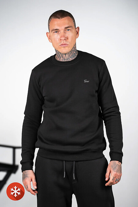 Warmes Herren-Sweatshirt in großen Größen Basic Big Black - #8034235