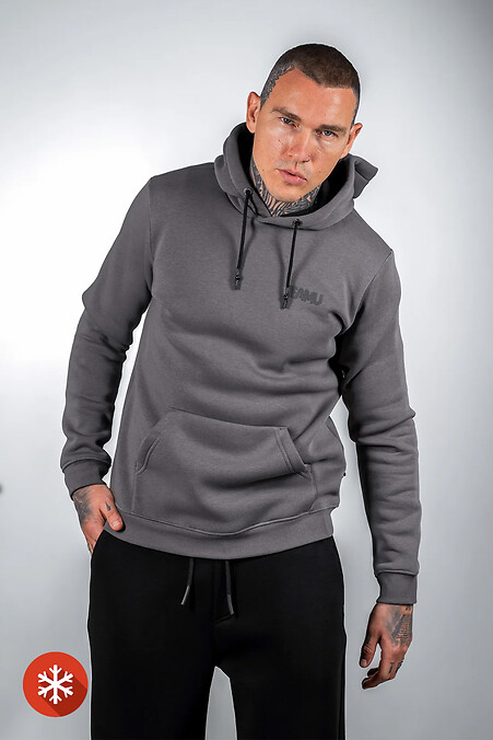 Men's warm fleece hoodie Basic 3 Dark gray - #8034237