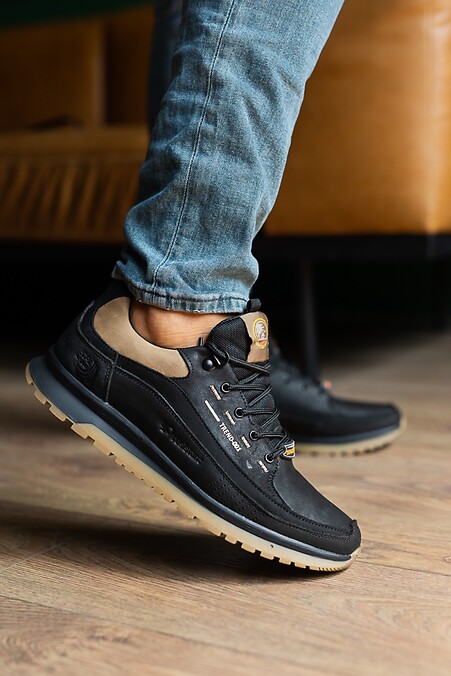 Herren-Ledersneaker Frühling-Herbst schwarz. Turnschuhe. Farbe: das schwarze. #2505238