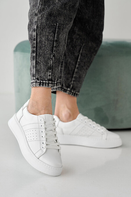 Women's leather sneakers spring-autumn white.. sneakers. Color: white. #2505245