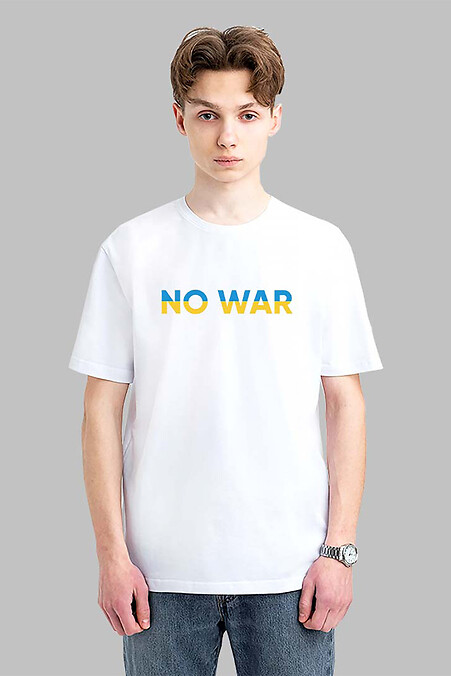 Оверсайз футболка белая мужская NO WAR. Футболки, майки. Цвет: белый. #8035245