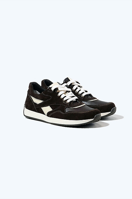 Schokoladenbraune Damen-Sneaker aus einer Kombination von Leder und Wildleder.. Turnschuhe. Farbe: braun. #4206246