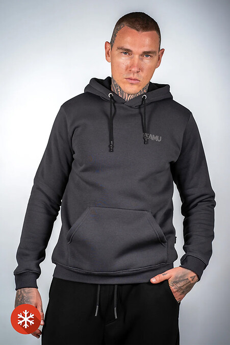 Men's warm fleece hoodie Basic 3 Graphite - #8034246