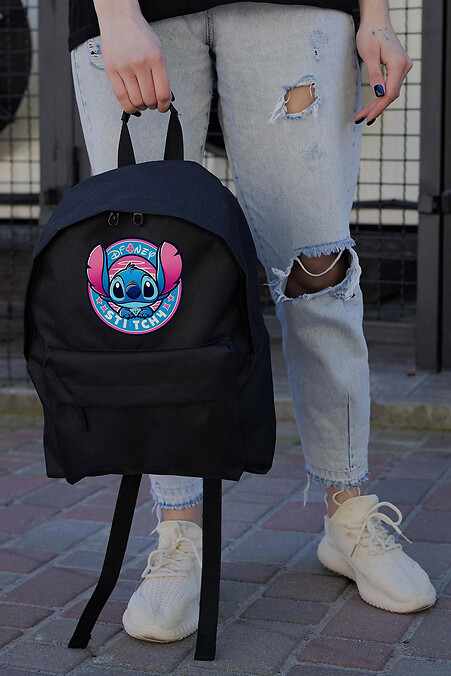 Casual School Backpack for Girls Without Compact With Print Stitch Black. Backpacks. Color: black. #8055247