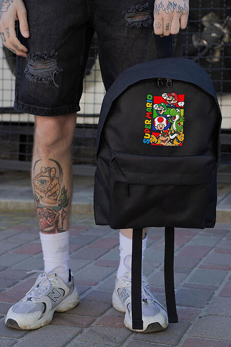 Casual School Backpack for Boys Without Compact With Print Super Mario Black - #8055248