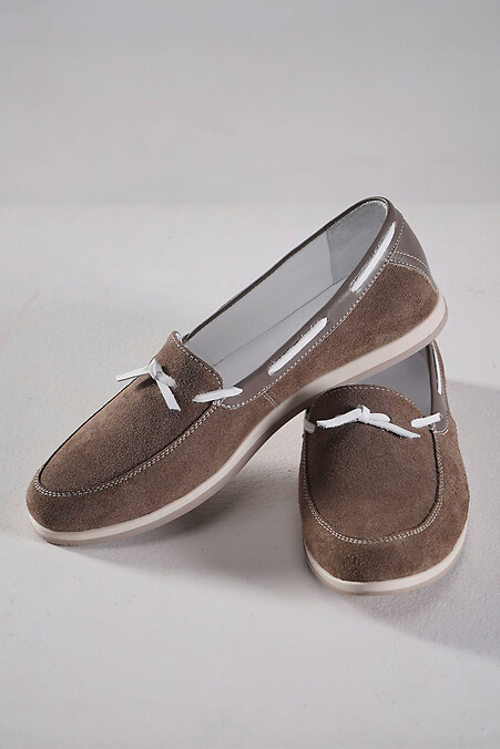 Damenmokassins aus echtem Wildleder, braun - #4206250