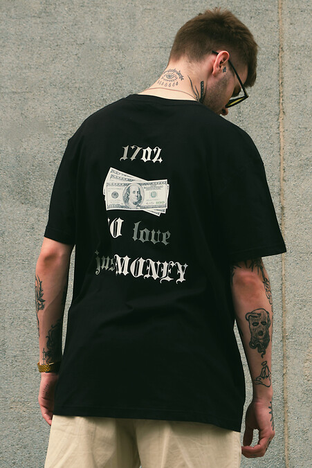 Мужская Оверсайз Футболка С Принтом Without Dollar Black - #8049250