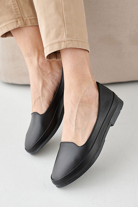 Women's leather loafers spring-autumn black. #2505251