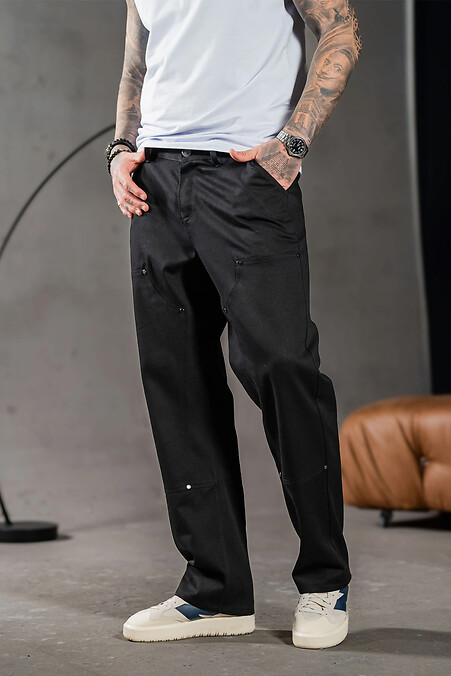Gerade geschnittene Herren-Baumwollhose Jeans Casual Schwarz - #8034253