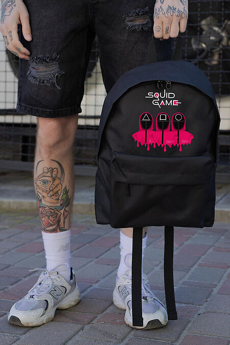 Casual School Backpack for Boys Without Compact With Print Squid Game Black - #8055258