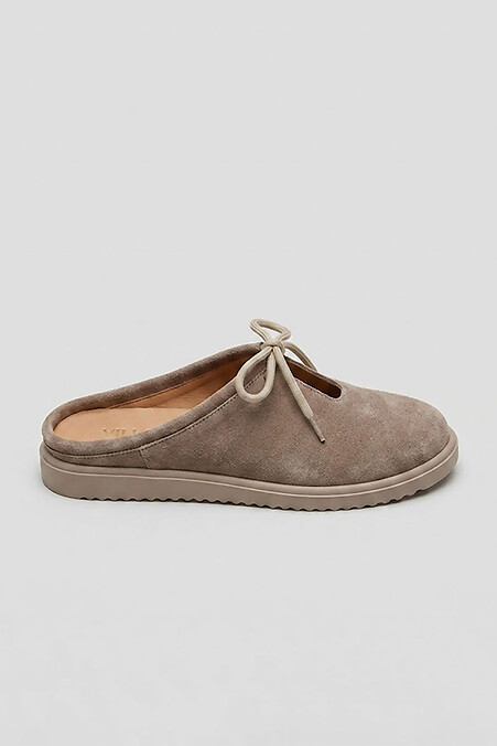 Anatomisch geformte Damen-Flip-Flops aus Wildleder, beige - #4206260