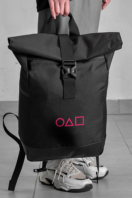 Casual School Rolltop Backpack For Girls With Print Squid Game Black. Backpacks. Color: black. #8055261