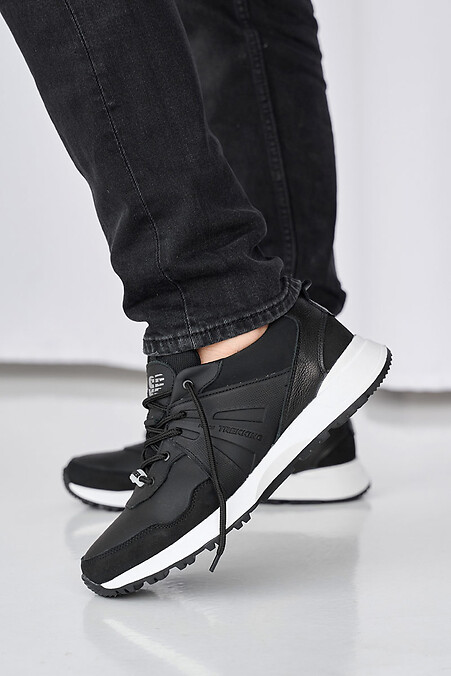 Herren-Ledersneaker Frühling-Herbst schwarz. Turnschuhe. Farbe: das schwarze. #2505263