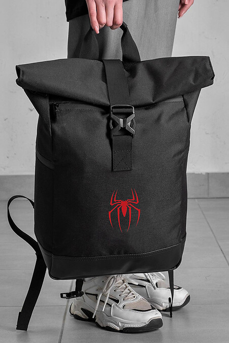 Casual Rolltop School Backpack For Girls With Spider-Man Print Black. Backpacks. Color: black. #8055263